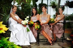 Cenntenial Park Wedding Photography - Bride with bridesmaids posing in greenhouse