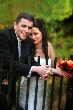 Toronto Wedding Photography - Couple posing near the gate