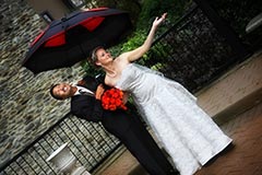 Toronto Wedding Photography - Bride and Groom under umbrella